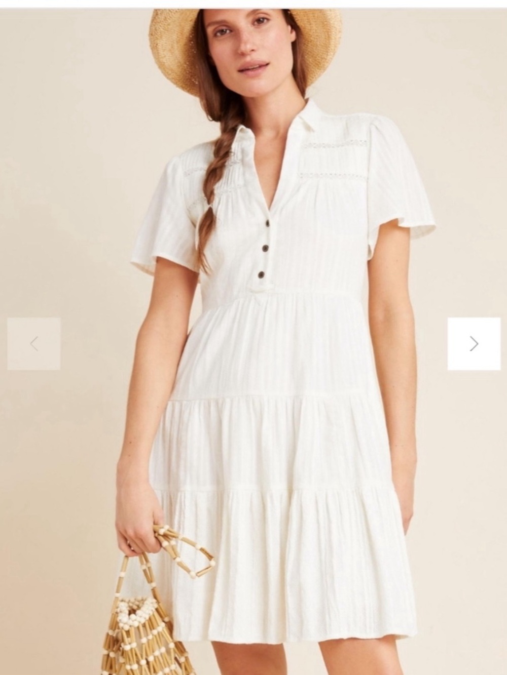 By Anthropologie White Tiered Dress